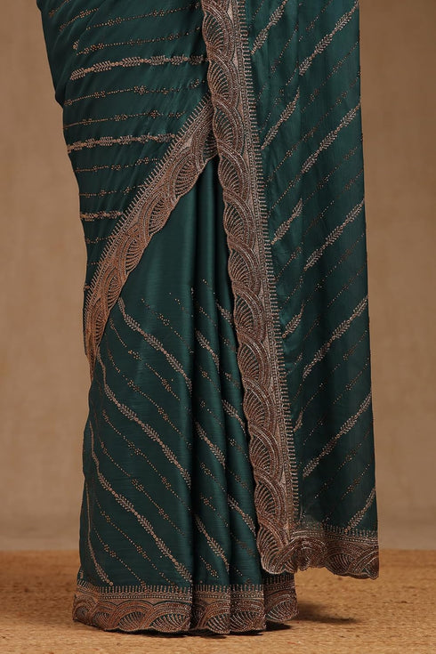 Vasthrlay Olive Chiffon Embellished
