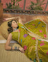 Vasthrlay Scalloped Embroidery Unstitched Lime Green Saree
