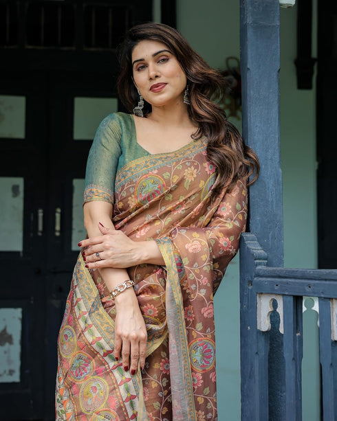 Vasthrlay Handloom Turquoise Traditional Saree