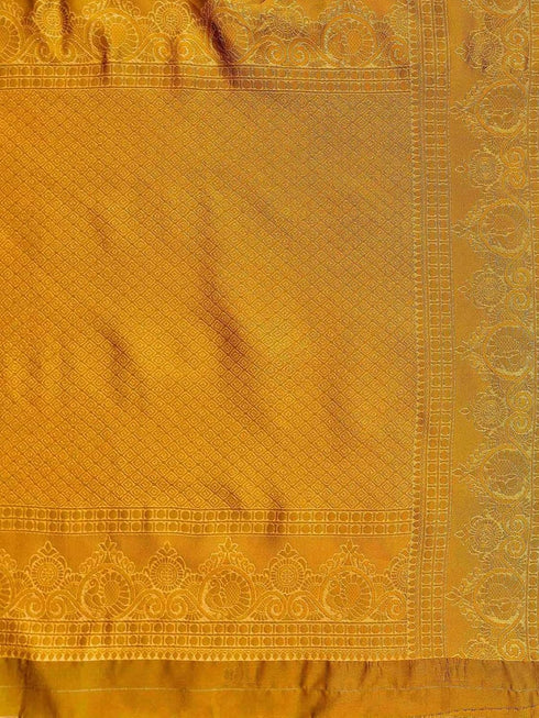 Vasthrlay Banarasi Weaving Yellow Saree