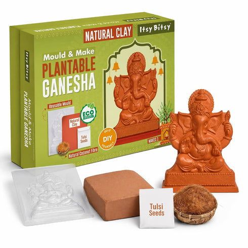 Little Birdie DIY Mould & Make Plantable Ganesha Eco-Friendly Kit | Ganpati Murti Making Kit for Craft, Decoration | Gift for Kids & Adults
