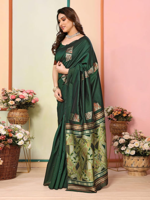 VasthrlayKanjivaram Banarasi Unstitched Mustard Free Ethnic Wear