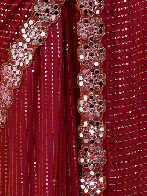 Vasthrlay Georgette Embrodered Mauve Saree