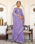 Vasthrlay Embroidery Scalloped Lavender Saree With Unstitched Blouse Piece