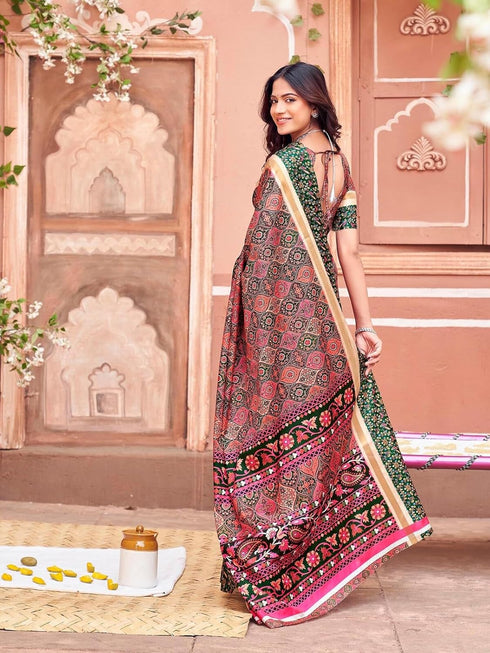 Vasthrlay Womens Printed Unstitched Purple Saree