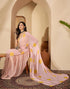 Vasthrlay Georgette Printed Pink Saree With Unstitched Blouse Piece