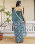 Vasthrlay Womens Printed Unstitched Green Saree