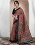 Vasthrlay Bandhani Printed Maroon Saree With Black Unstitched Blouse Piece