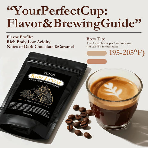VUNJO Wild Kopi Luwak Civet Whole Bean Coffee 100g