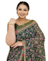 Vasthrlay Georgette Bandhani Olive Saree With Black Unstitched Blouse Piece