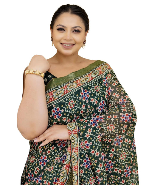 Vasthrlay Georgette Bandhani Unstitched Purple Saree