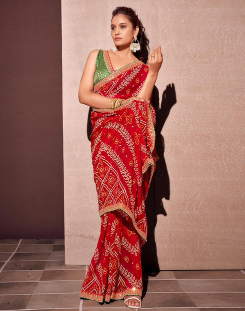 Vasthrlay Georgette Embroidery Unstitched Yellow Saree