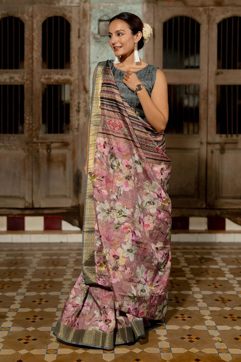Vasthrlay Fashion Handloom Printed Dusty Ethnic Wear