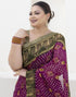 Vasthrlay Georgette Bandhani Unstitched Purple Saree
