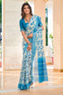 Vasthrlay Sky Blue Printed Unstitched Saree