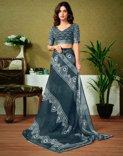 Vasthrlay Womens Cotton Printed Yellow Saree