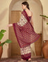 Vasthrlay Womens Printed Unstitched Maroon Saree