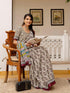 Vasthrlay Womens Printed Unstitched Beige Saree