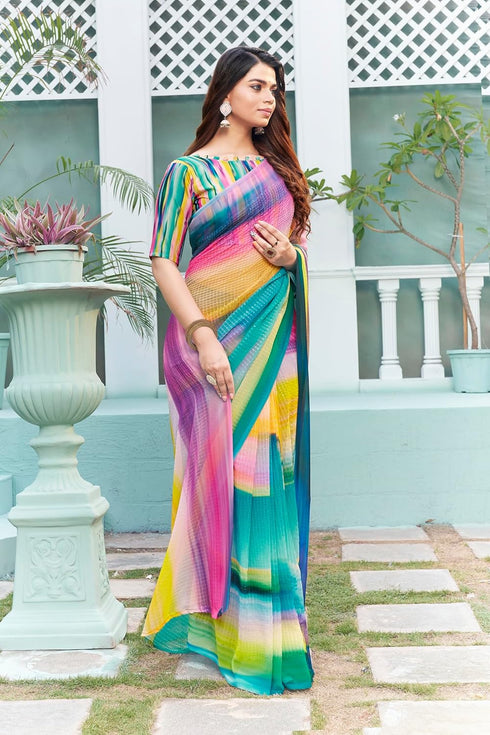 Vasthrlay Georgette Sequence White Ethnic Wear