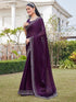 Vasthrlay Womens Scalloped Unstitched Wine Saree