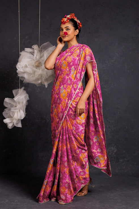 Vasthrlay Fashion Georgette Dark Multicolor Ethnic Wear