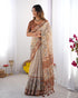Vasthrlay Beige Blue Traditional Handloom Saree
