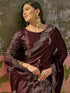 Vasthrlay Georgette Embroidery Unstitched Maroon Saree