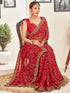 Vasthrlay Georgette Embroidery Unstitched Dark Green Saree