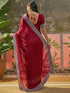 Vasthrlay Shimmer Scalloped Maroon Saree With Unstitched Blouse Piece
