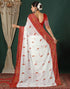 Vasthrlay Georgette Bandhani Red And White Saree With Unstitched Blouse Piece