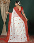 Vasthrlay Georgette Bandhani Unstitched White Saree