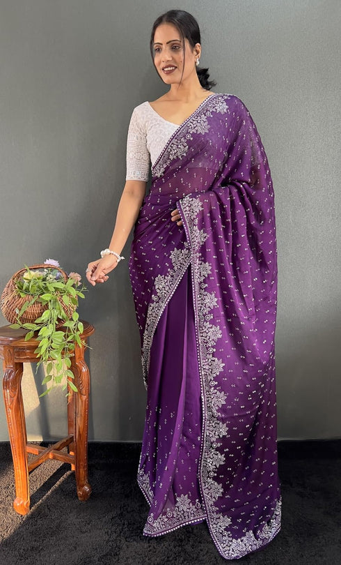 Vasthrlay Designer Georgette Border Traditional