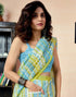 Vasthrlay Printed Chanderi Unstitched Teal Saree