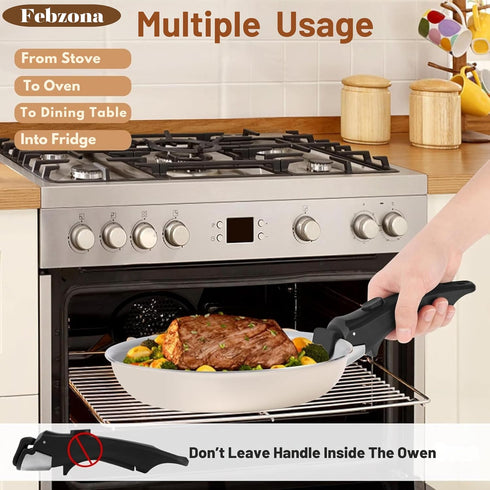 Febzona Universal Detachable Pot Handle | Clip-On Holder for Hot Cookware