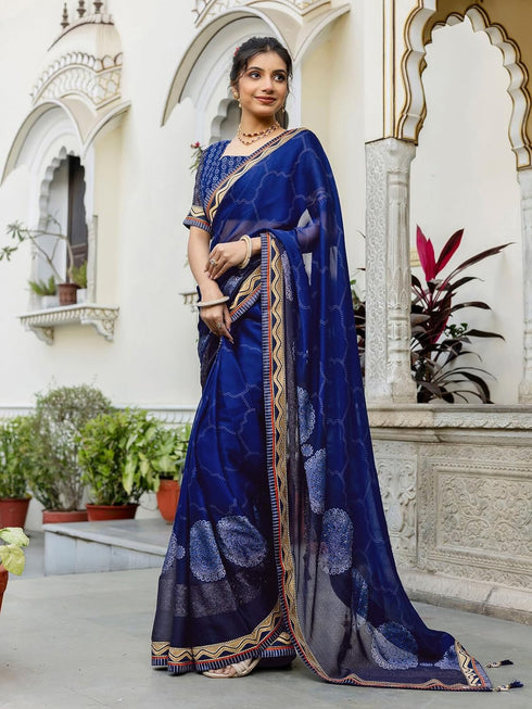 Vasthrlay Chiffon Printed Dark Saree