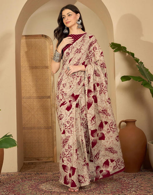 Vasthrlay Womens Printed Unstitched Purple Saree