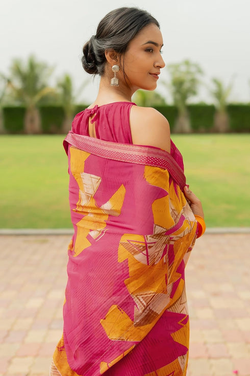 Vasthrlay Fashion Georgette Geometric Green Ethnic Wear