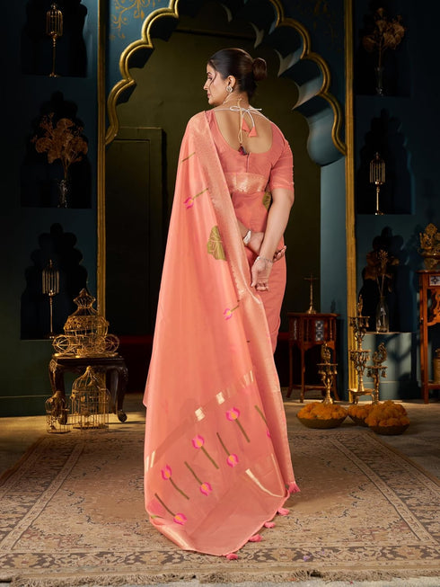 Vasthrlay Exquisite Traditional Intricate Gold Tone Saree