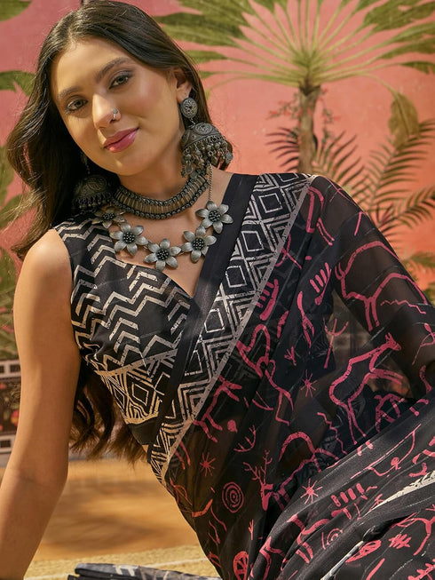 Vasthrlay Georgette Light Turquoise Saree