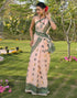 Vasthrlay Womens Printed Unstitched Peach Saree