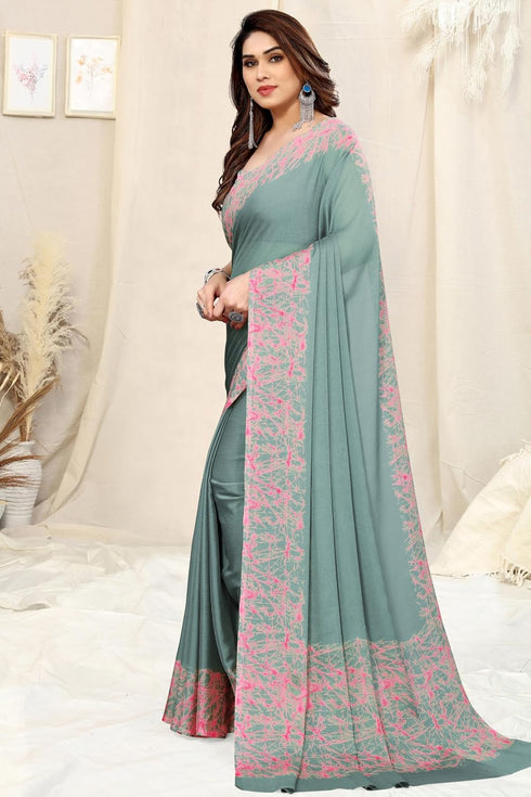 Vasthrlay Fashion Chiffon Abstrect Printed Ethnic Wear