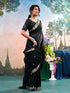 Vasthrlay Chiffon Jacquard Unstitched Black Saree