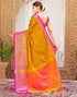 Vasthrlay Banarasi Jacquard Unstitched Mustard Saree