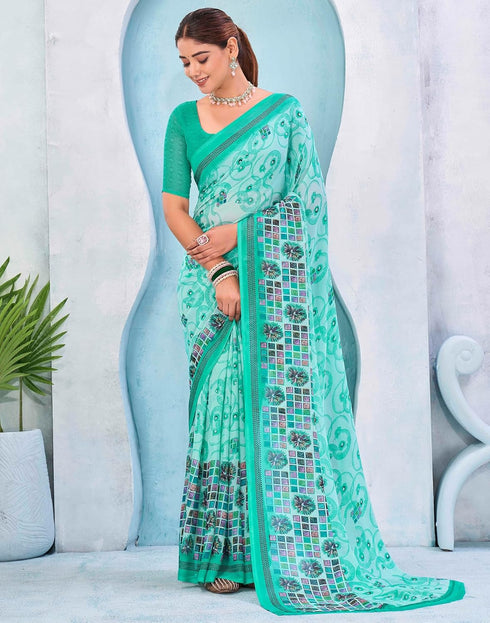 Vasthrlay Georgette Bandhani Unstitched Grey Saree