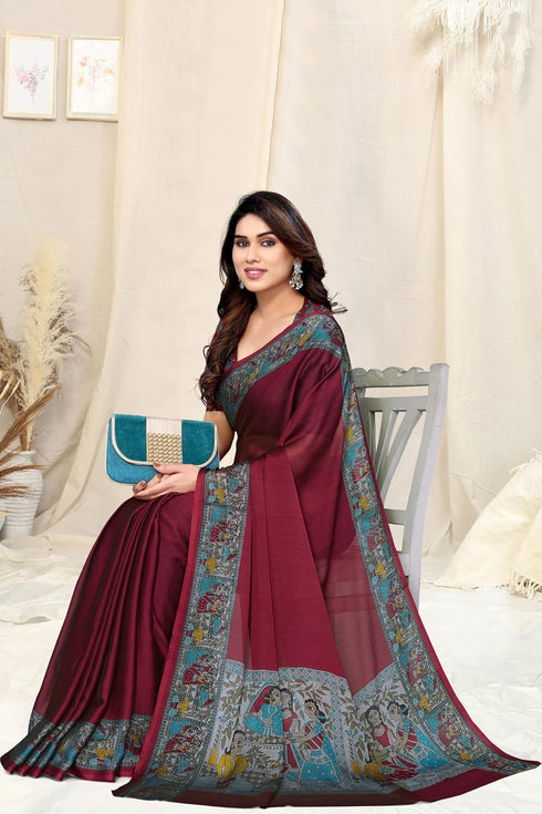 Vasthrlay Fashion Chiffon Georgette Teal Ethnic Wear