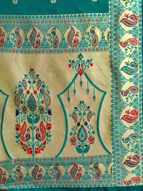 Vasthrlay Paithani Weaving Green Saree