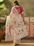 Vasthrlay Womens Printed Beige Saree With Pink Unstitched Blouse Piece
