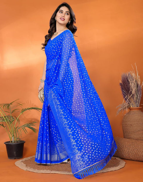 Vasthrlay Georgette Weaving Unstitched Red Saree