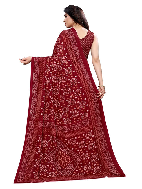 Vasthrlay Georgette Bandhani Printed Maroon Saree
