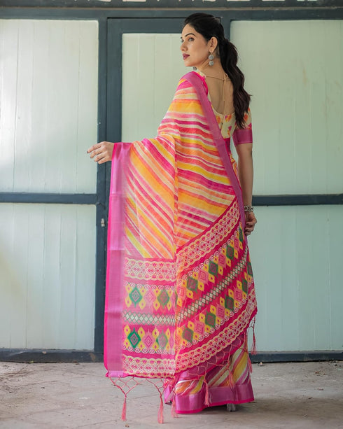 Vasthrlay Floral Printed Tassels Saree